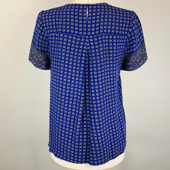 Madewell Short Sleeve Ascot Grid Blouse - Picture 3 of 8